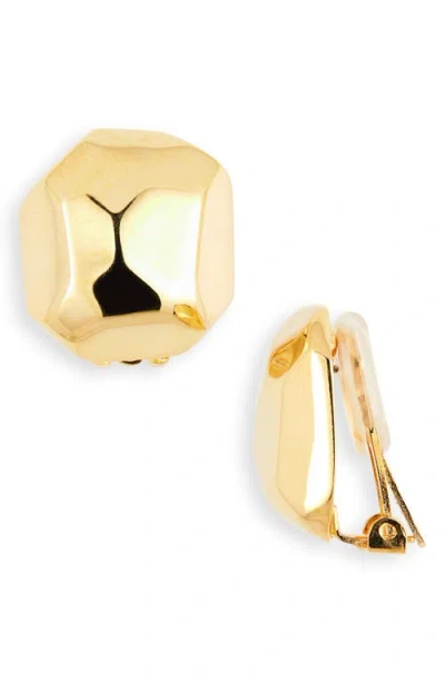 Kenneth Jay Lane Sculpted Button Earrings In Gold
