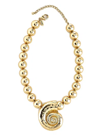 Kenneth Jay Lane Seashell Bead Necklace In Gold