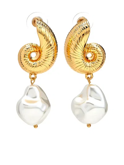 KENNETH JAY LANE SEASHELL PEARL EARRINGS