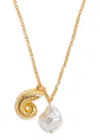 Kenneth Jay Lane Seashell Pearl-embellished Necklace In Gold