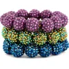 Kenneth Jay Lane Set Of 3 Pavé Rhinestone Beaded Stretch Bracelets In Dark Gem