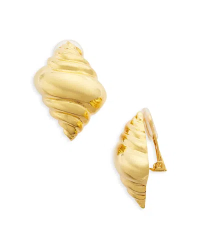 Kenneth Jay Lane Shell Clip On Earrings In Gold