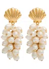 Kenneth Jay Lane Shell Pearl-embellished Drop Earrings In Gold