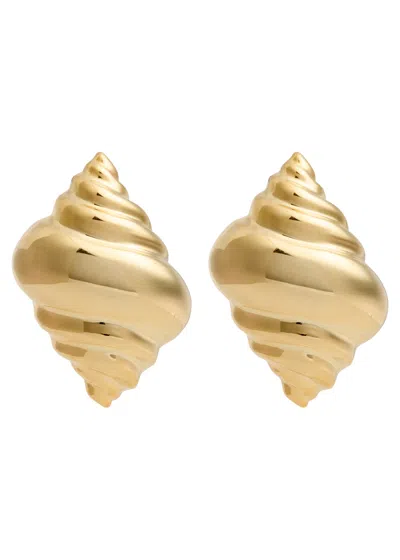 Kenneth Jay Lane Shell Stud Earrings In Gold