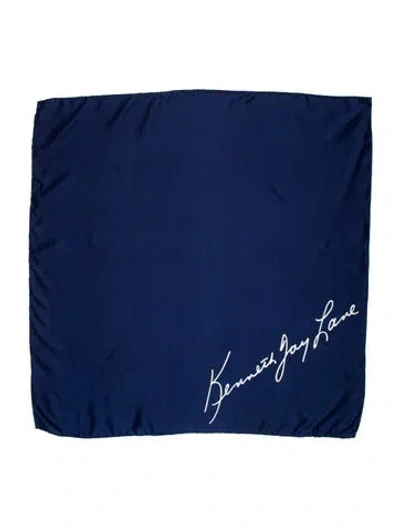 Pre-owned Kenneth Jay Lane Silk Scarf In Blue