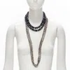 Kenneth Jay Lane Silver Geometric Beads Big Beads Double Necklace Set In Blue