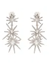 Kenneth Jay Lane Silver Tone Star Crystal Clip Earrings In Silver