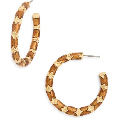 Kenneth Jay Lane Small Bamboo Hoop Earrings In Polished Gold