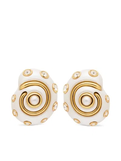 Kenneth Jay Lane Snail Earrings In White