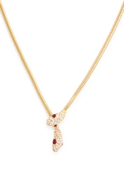 Kenneth Jay Lane Snake Crystal-embellished Necklace In Gold