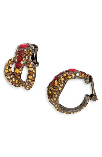 Kenneth Jay Lane Snake Crystal Stone Pavè Hoop Earrings In Gold