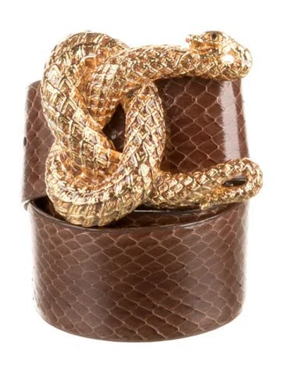 Pre-owned Kenneth Jay Lane Snakeskin Belt In Brown