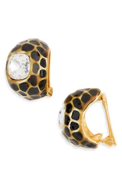 Kenneth Jay Lane Spotted Huggie Hoop Earrings In Gold