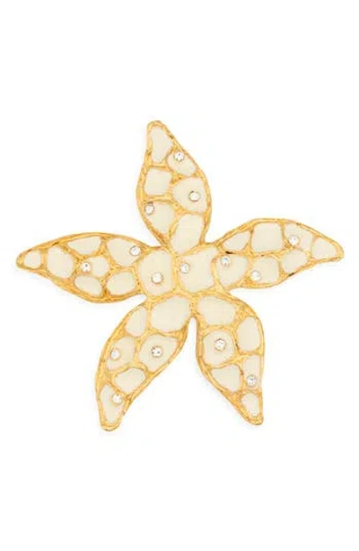 Kenneth Jay Lane Star Brooch In White