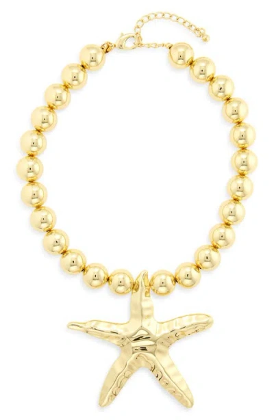 Kenneth Jay Lane Starfish Pendant Necklace In Gold