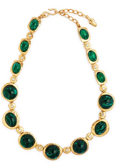 Kenneth Jay Lane Stone And Crystal-embellished Necklace In Green