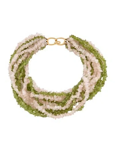 Pre-owned Kenneth Jay Lane Stone Bead Multistrand Necklace, 19" In Multicolor