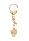 Kenneth Jay Lane Strawberry Crystal-embellished Bag Charm In Gold