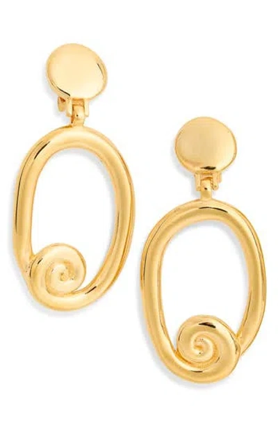 Kenneth Jay Lane Swirl Circle Drop Earrings In Gold