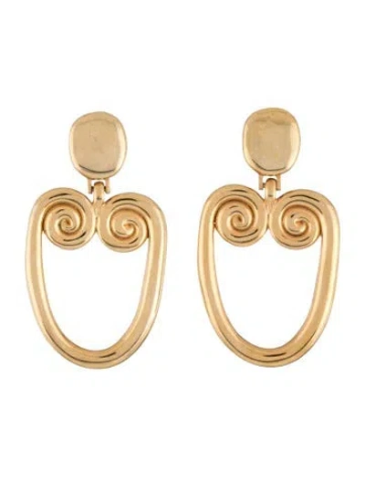 Pre-owned Kenneth Jay Lane Swirl Drop Clip-on Earrings In Multicolor