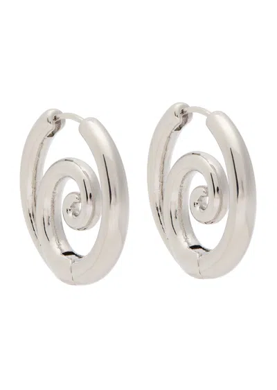 Kenneth Jay Lane Swirl Rhodium-plated Hoop Earrings In Metallic