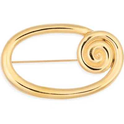 Kenneth Jay Lane Swirling Oval Pin In Gold