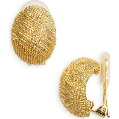 Kenneth Jay Lane Textured Knot Clip-on Hoop Earrings In Gold