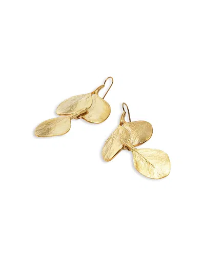 Kenneth Jay Lane Textured Leaf Drop Earrings In Gold