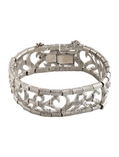 Pre-owned Kenneth Jay Lane Textured Link Bracelet, 6.75" In Multi
