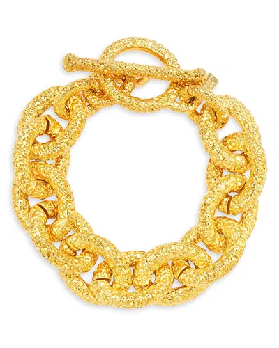 Kenneth Jay Lane Textured Link Bracelet In Gold