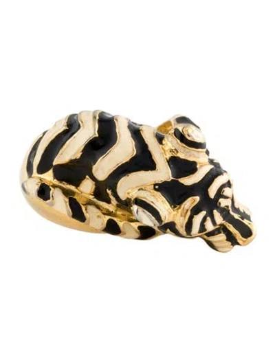 Pre-owned Kenneth Jay Lane Tiger Cocktail Ring In Multi