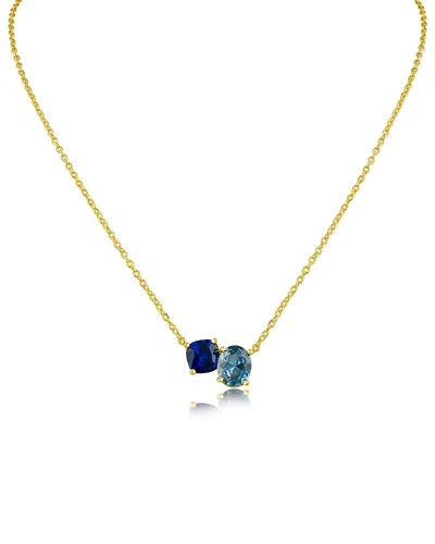 Kenneth Jay Lane Tonal Blue Oval Cubic Zirconia Pendant Necklace, 16-19 In Neutral