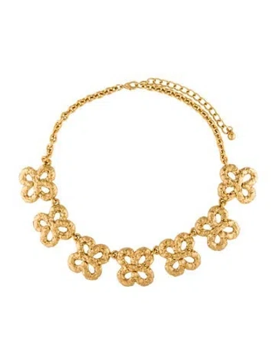 Pre-owned Kenneth Jay Lane Tone Clover Adjustable Collar Necklace, 21" In Multi