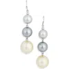 Kenneth Jay Lane Tri-tone Pearl Drop Earrings In Metallic