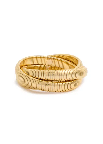 Kenneth Jay Lane Triple Interlocking Chain Bracelet In Gold