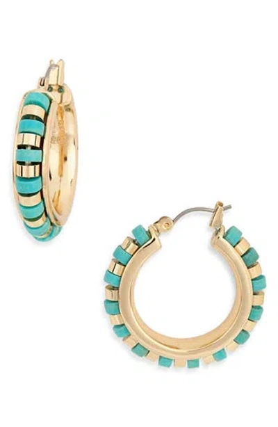 Kenneth Jay Lane Turquoise Hoop Earrings In Pattern