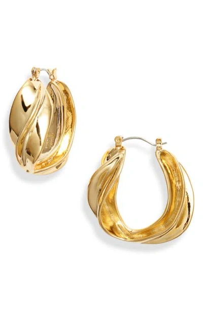 Kenneth Jay Lane Twist Hoop Earrings In Gold