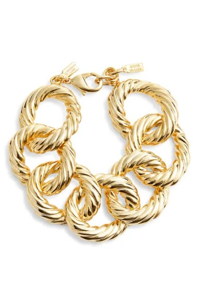 Kenneth Jay Lane Twist Link Bracelet In Gold