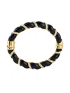 Kenneth Jay Lane Twisted Rhinestone-embellished Bangle In Black