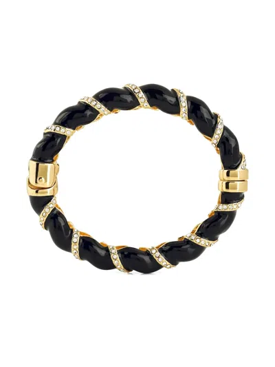 Kenneth Jay Lane Twisted Rhinestone-embellished Bangle In Black