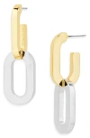 Kenneth Jay Lane Two-tone Link Drop Earrings In Metallic