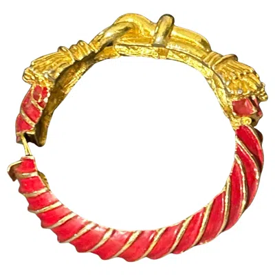 Pre-owned Kenneth Jay Lane Vintage 1970s  Gold And Red Enamel Statement Bracelet