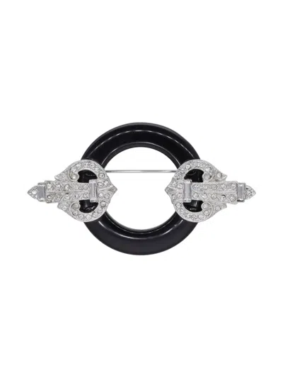 Pre-owned Kenneth Jay Lane Vintage 1970s  Decò Circle Brooch