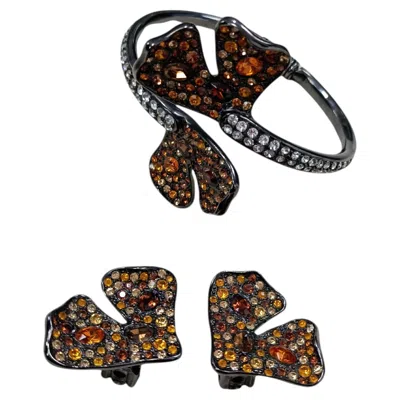 Pre-owned Kenneth Jay Lane Vintage Bracelet And Earrings Set From The 1970s In Multiple