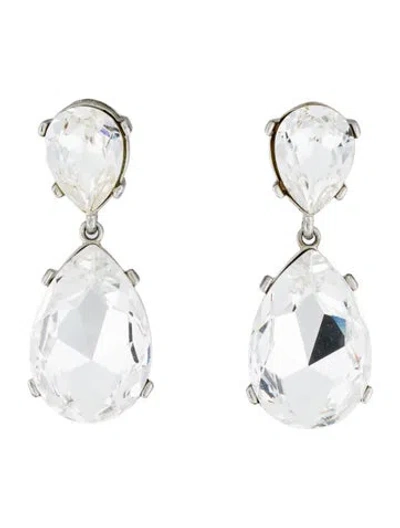 Pre-owned Kenneth Jay Lane Vintage Crystal Drop Earrings In Clear