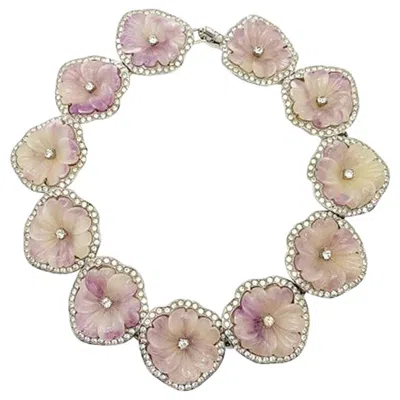 Pre-owned Kenneth Jay Lane Vintage  (kjl) Lilac Pansy Panel Collar 1980s In Multi