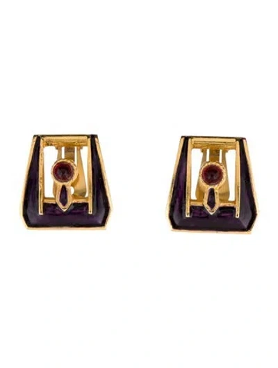 Pre-owned Kenneth Jay Lane Vintage Resin & Enamel Clip-on Earring In Multi
