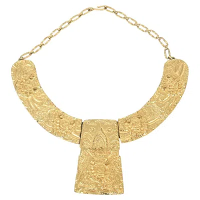 Pre-owned Kenneth Jay Lane Vintage Signed Kenneth Lane Gold Plated Collar Necklace Egyptian Etruscan Style In Multi