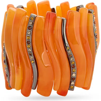 Kenneth Jay Lane Wavy Beaded Stretch Bracelet In Orange