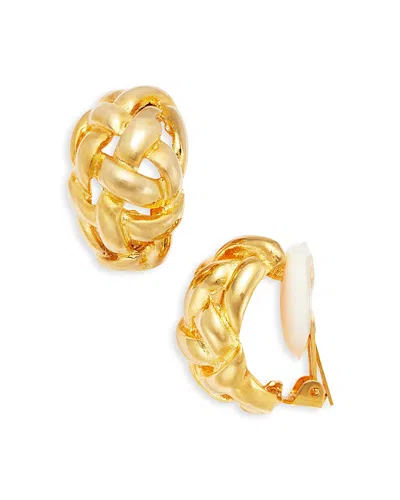 Kenneth Jay Lane Weave Dome Clip On Earrings In Gold
